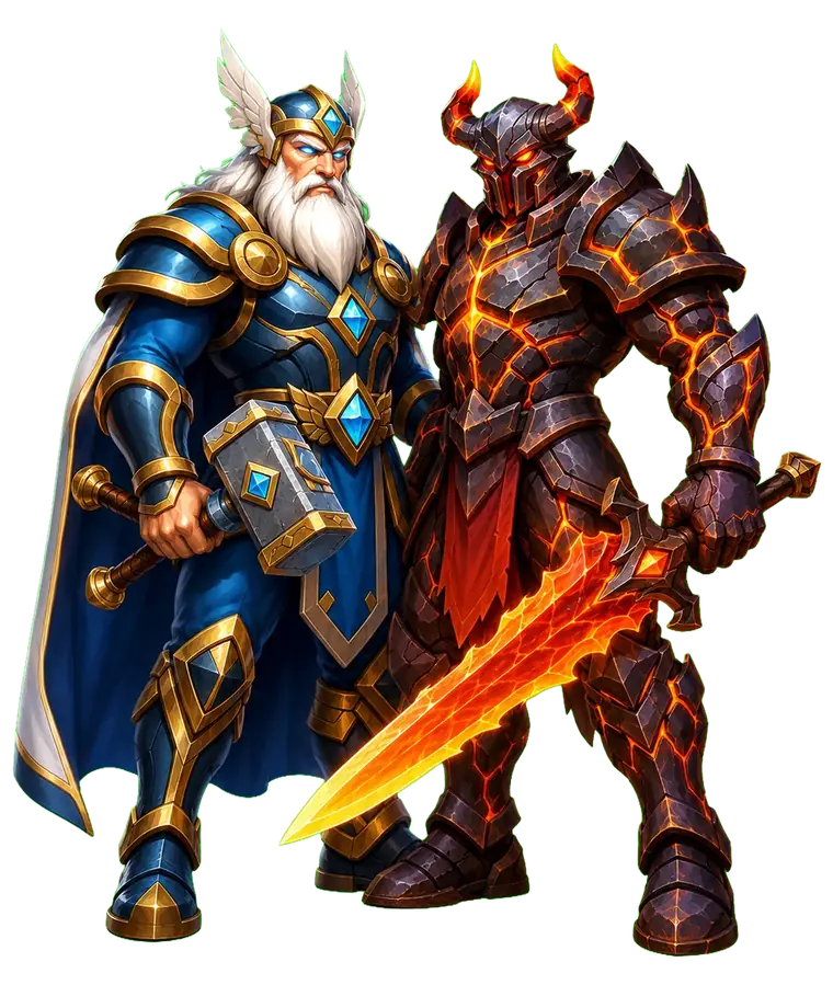 Odin vs Surtr — Lines · Expanding Wilds · The Duel slot by Ovryx Gaming